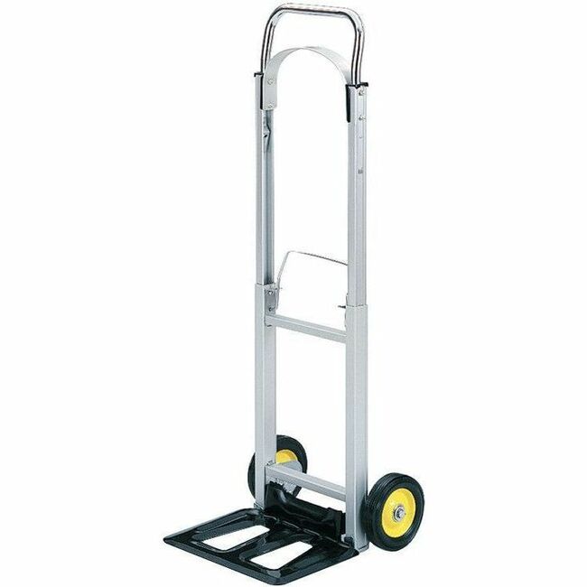 Safco Hideaway Compact Hand Truck - Folding Handle - 250 lb Load Capacity - 2 Casters - 6" Caster Size - Steel, Rubber - 15.50" Width x 16.50" Depth x 43.50" Height - Aluminum Frame - Silver - 1 Each