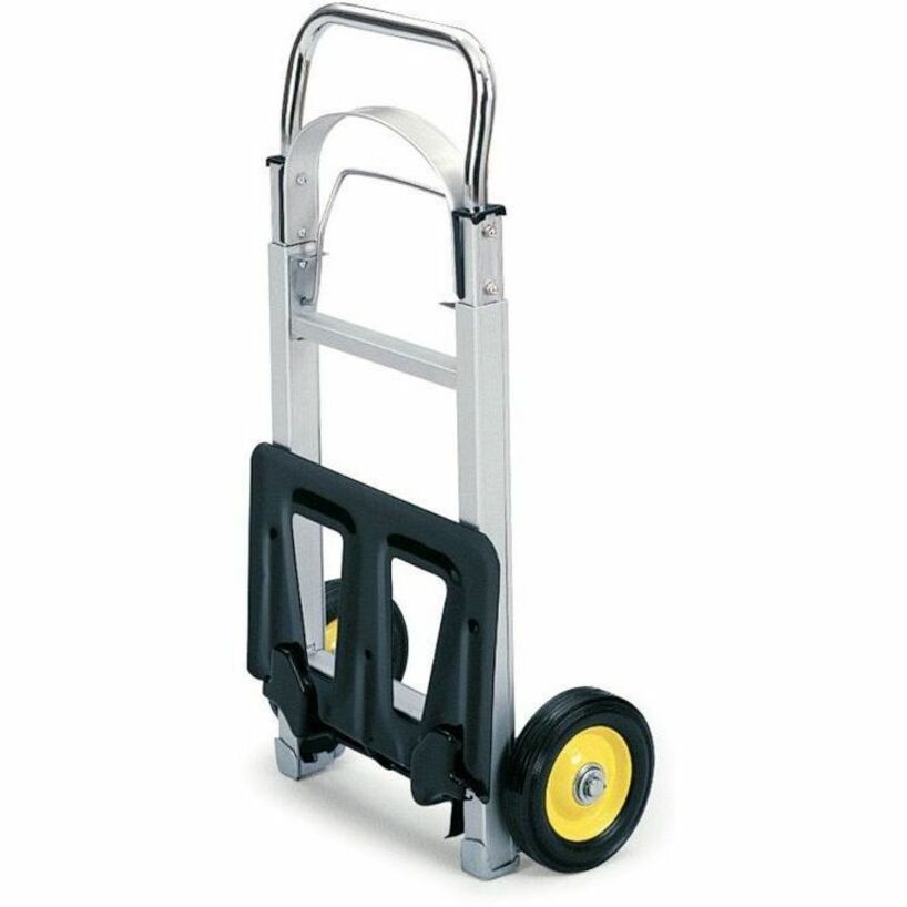 Safco Hideaway Compact Hand Truck - Folding Handle - 250 lb Load Capacity - 2 Casters - 6" Caster Size - Steel, Rubber - 15.50" Width x 16.50" Depth x 43.50" Height - Aluminum Frame - Silver - 1 Each