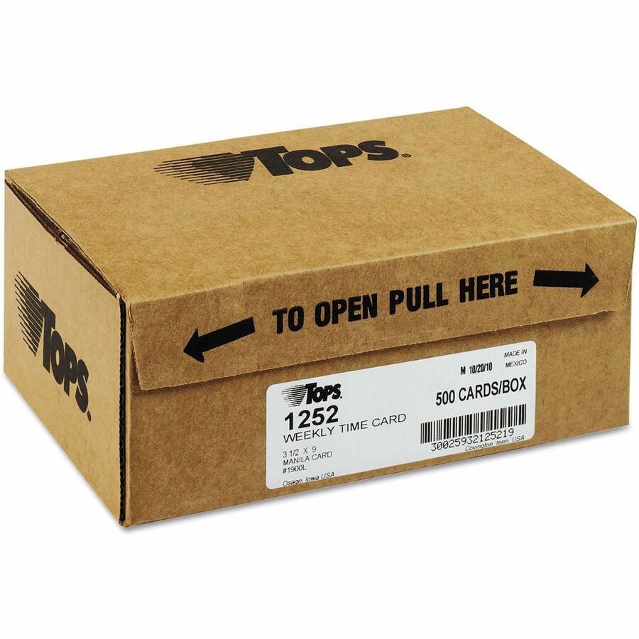 TOPS Manila Stock Weekly Time Cards - 3.50" x 9" Sheet Size - Manila - Manila Sheet(s) - Green Print Color - 500 / Box