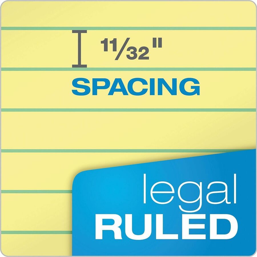 TOPS The Legal Rule Writing Pads - Legal - 50 Sheets - Double Stitched - 0.34" Ruled - 16 lb Basis Weight - Legal - 8 1/2" x 14" Sheet Size - Canary Paper - Perforated, Hard Cover, Heavyweight - 1 Dozen