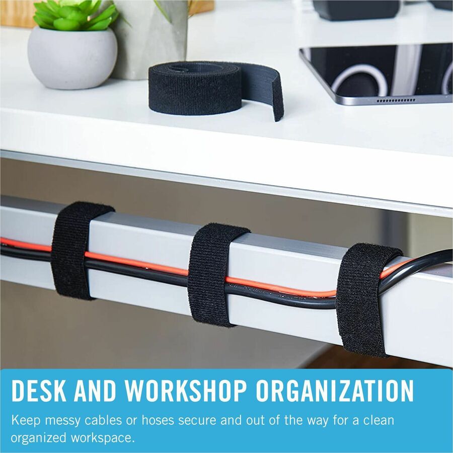 VELCRO® ONE-WRAP Roll 12ft x 3/4in Roll Black - 12 ft Length x 0.75" Width - Black - For Bundling, Wrapping, Holding, Indoor, Outdoor, Multipurpose, Home, Worksite, Office, Transportation, Garage, ... Roll - 1 / Pack