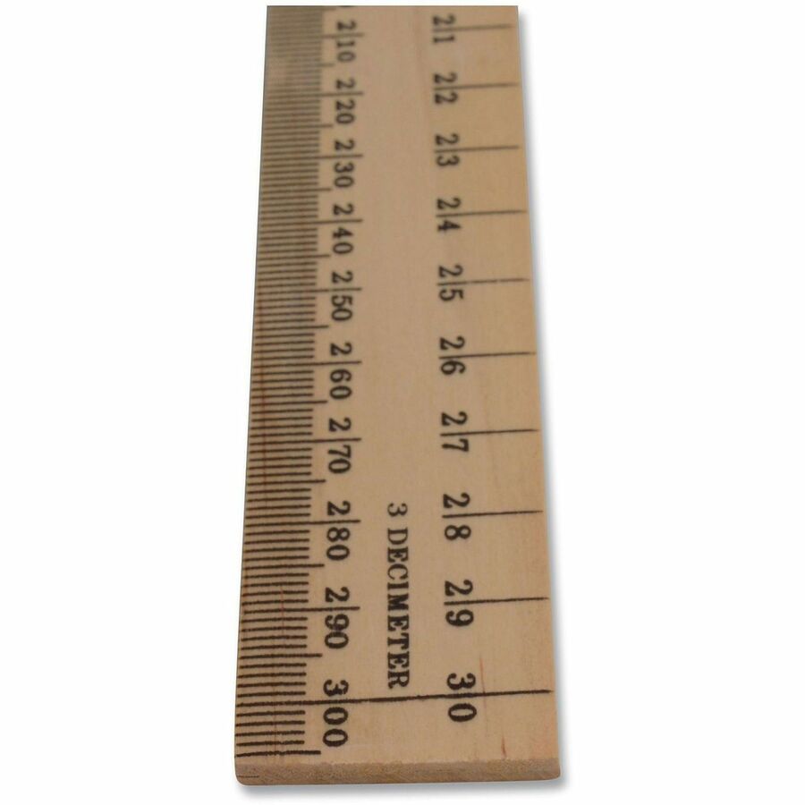 Westcott 12" Dual-Sided Inches/Metric Wood Ruler - 12" Length x 1" Width - 1/16 Graduations - Metric, Imperial Measuring System - Wood - 1 Each