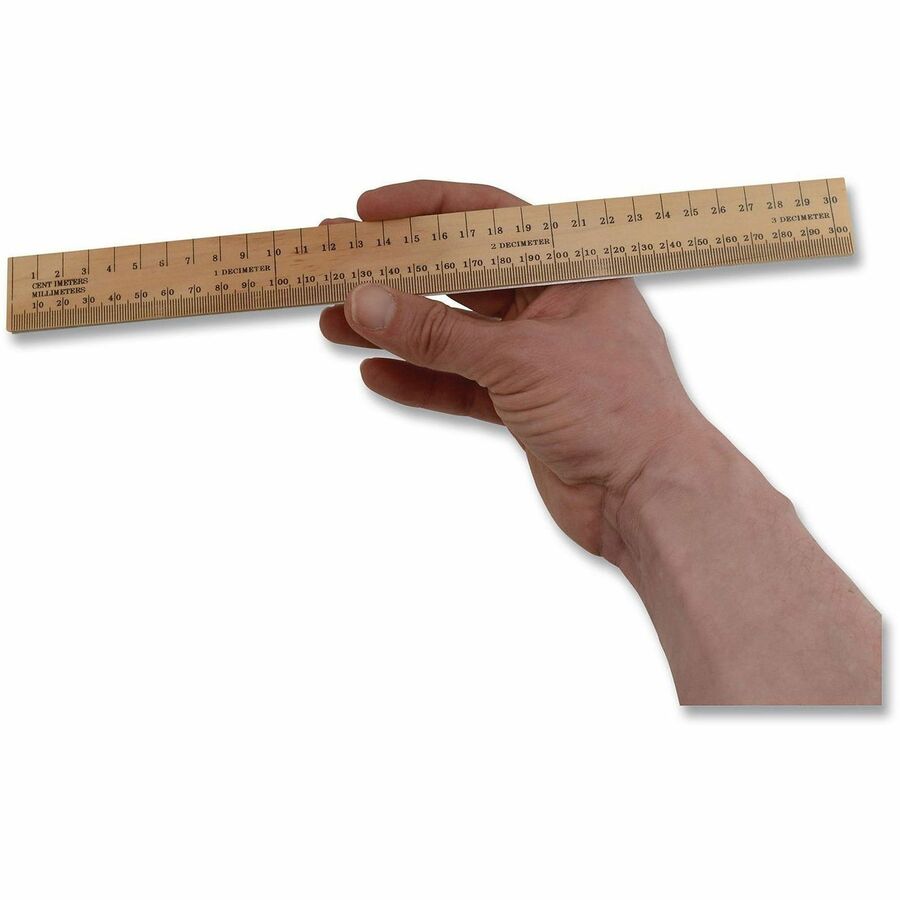 Westcott 12" Dual-Sided Inches/Metric Wood Ruler - 12" Length x 1" Width - 1/16 Graduations - Metric, Imperial Measuring System - Wood - 1 Each