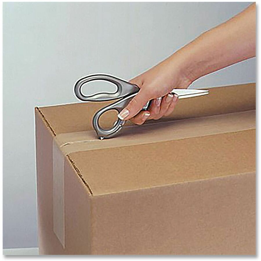 Westcott E-Z Open Box Cutter Scissors - 3" Cutting Length - 8" Overall Length - Straight-left/right - Stainless Steel - Pointed Tip - Silver - 1 Each