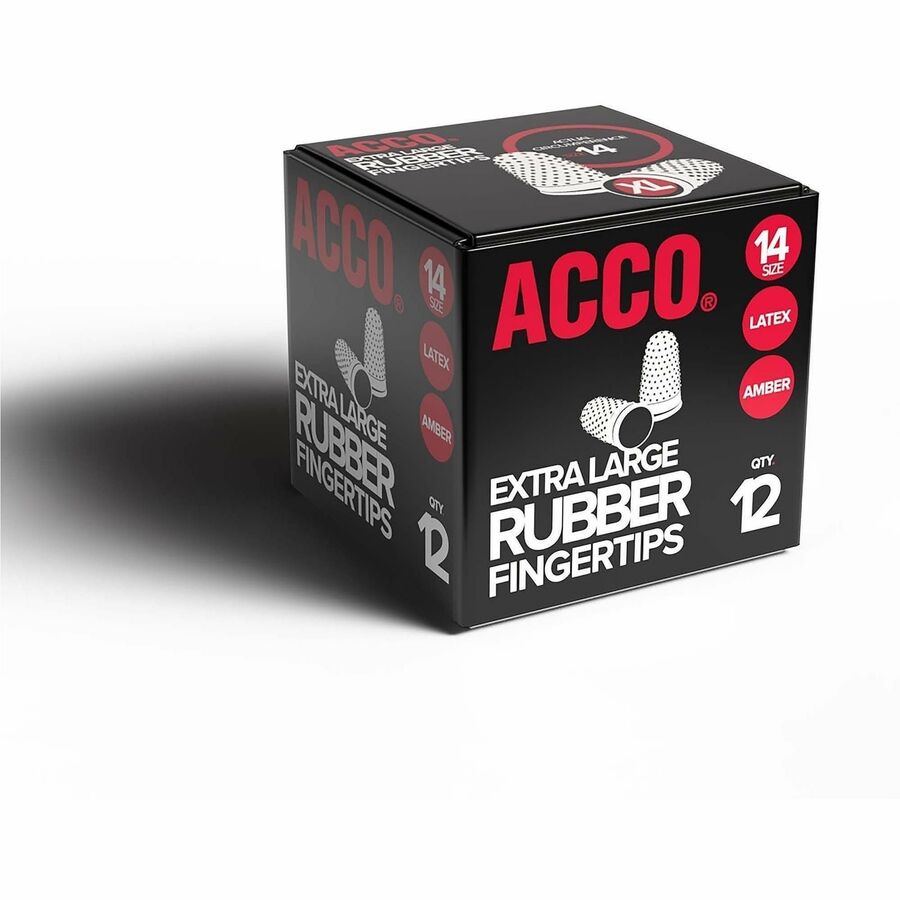 ACCO Rubber Finger Tips - #14 with 0.88" Diameter - Extra Large Size - Rubber - Amber - 12 / Box