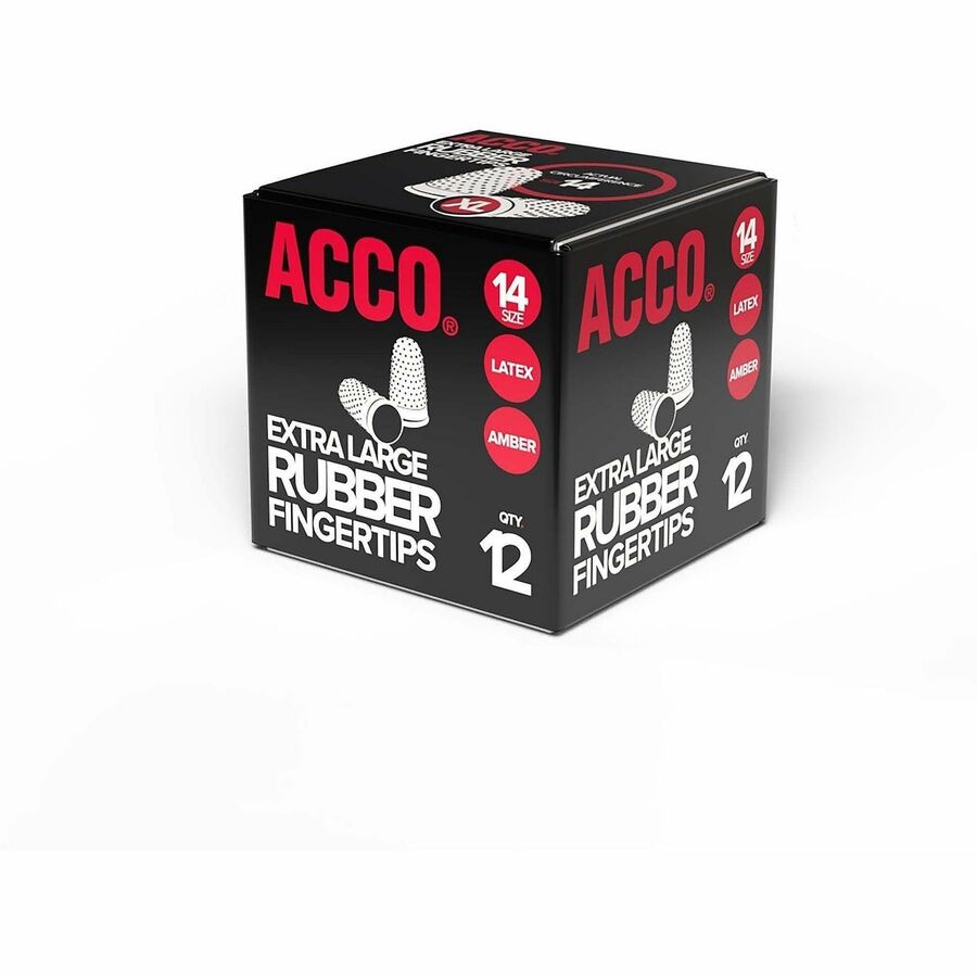 ACCO Rubber Finger Tips - #14 with 0.88" Diameter - Extra Large Size - Rubber - Amber - 12 / Box