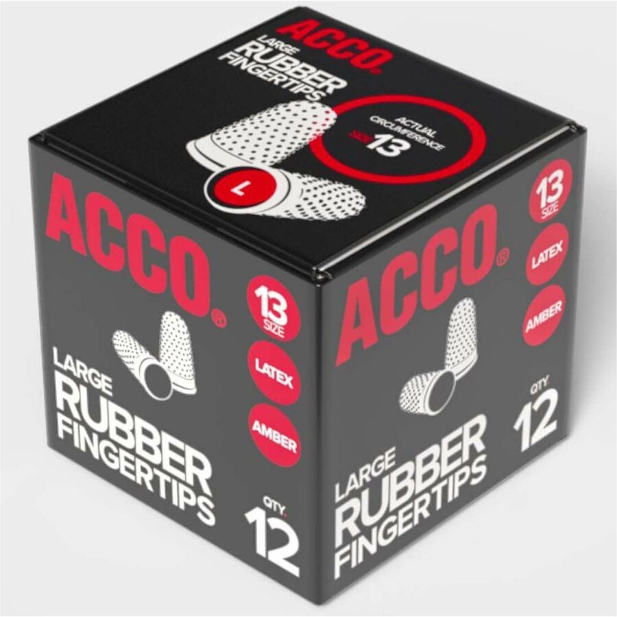 ACCO Rubber Finger Tips - #13 with 0.75" Diameter - Large Size - Rubber - Amber - 12 / Box