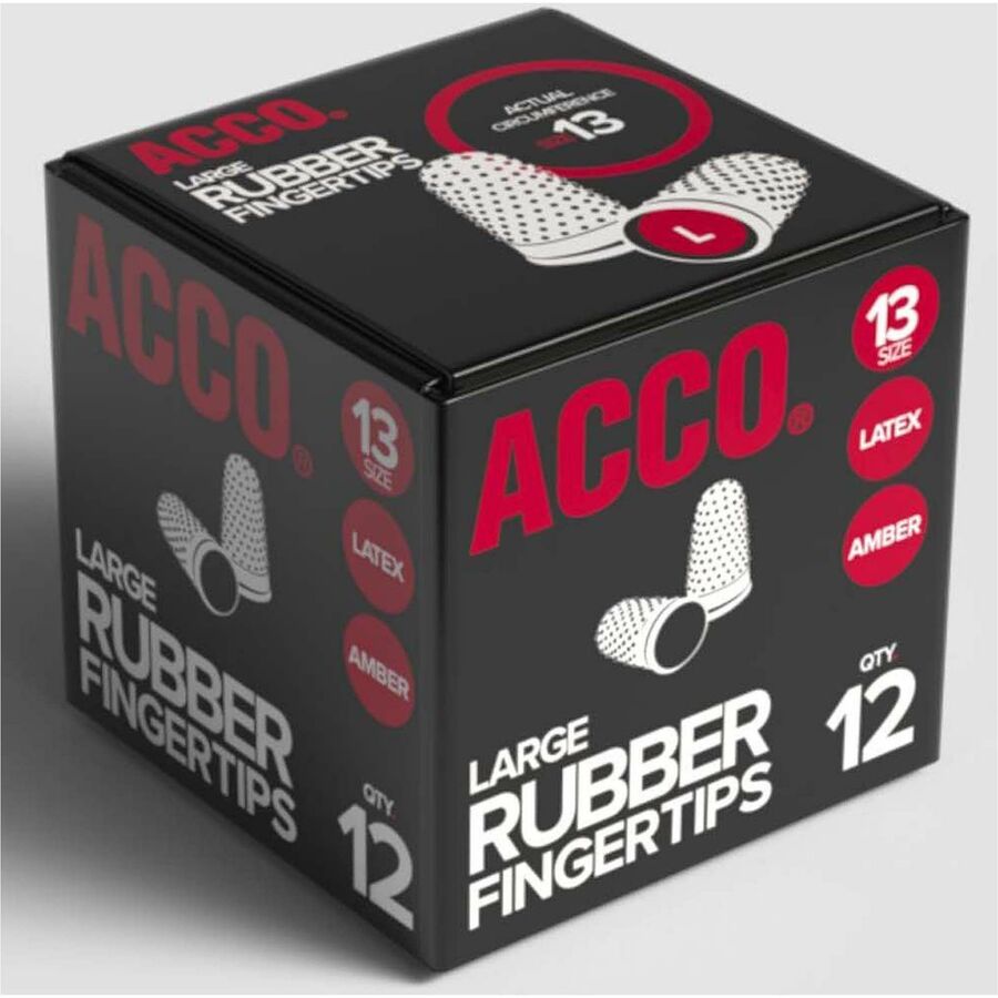 ACCO Rubber Finger Tips - #13 with 0.75" Diameter - Large Size - Rubber - Amber - 12 / Box