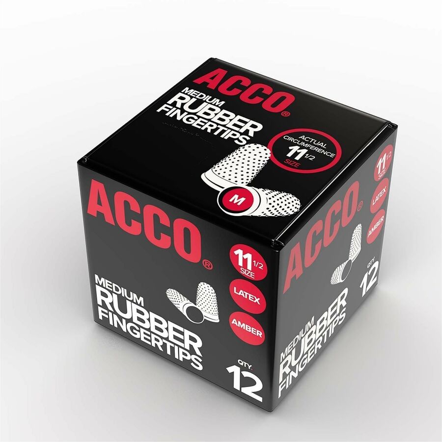 ACCO Rubber Finger Tips - #11.5 with 0.63" Diameter - Medium Size - Rubber - Amber - 12 / Box