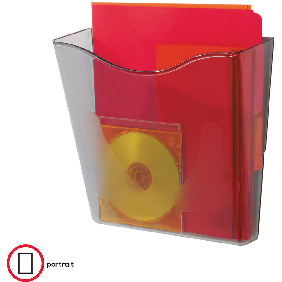 Deflecto Euro-style DocuPocket Wall Pocket - 1 Pocket(s) - 10.25" Height x 10.87" Width x 4" Depth - Smoke - Plastic - 1 Each