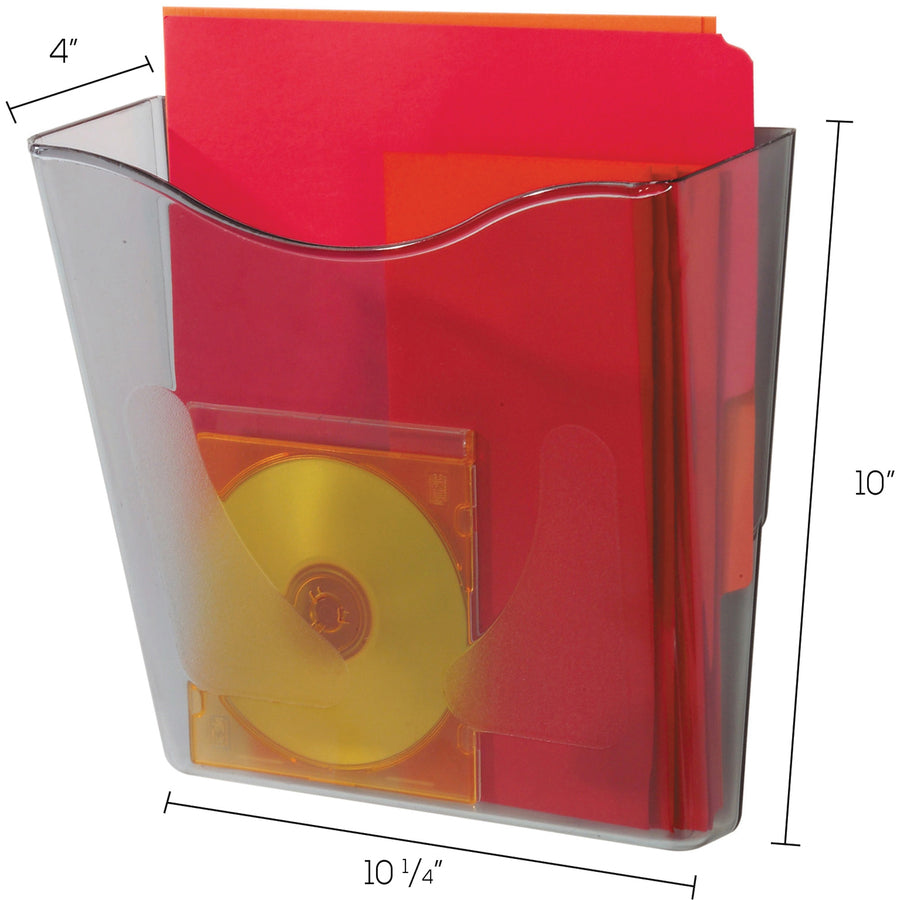 Deflecto Euro-style DocuPocket Wall Pocket - 1 Pocket(s) - 10.25" Height x 10.87" Width x 4" Depth - Smoke - Plastic - 1 Each