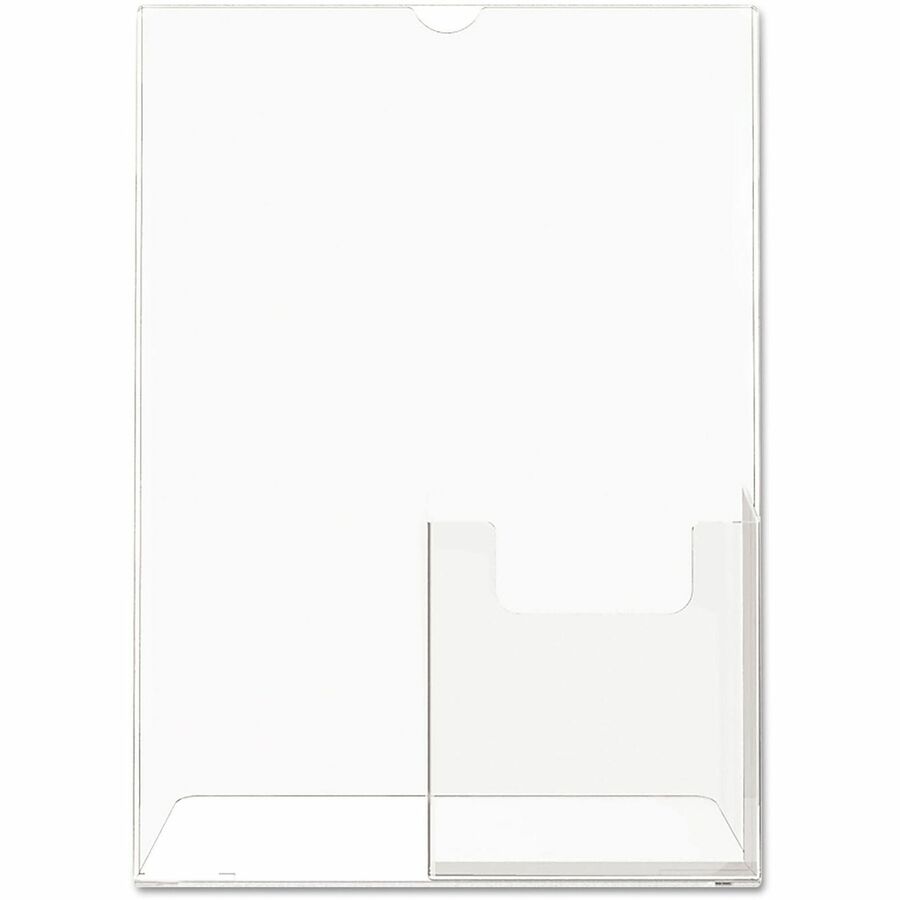 Deflecto 4" Pocket Slanted Plastic Sign Holder - 11" Width x 8.5" Height - Rectangular Shape - Plastic - Clear - 1 Each