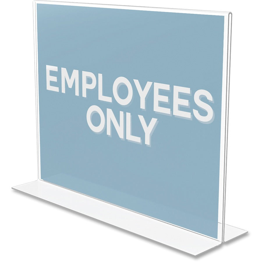 Deflecto Classic Image Double-Sided Sign Holder - 11" Width x 8.5" Height - Rectangular Shape - Self-standing, Bottom Loading - Indoor, Outdoor - Plastic - Clear, Clear - 1 Each
