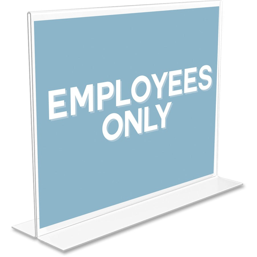 Deflecto Classic Image Double-Sided Sign Holder - 11" Width x 8.5" Height - Rectangular Shape - Self-standing, Bottom Loading - Indoor, Outdoor - Plastic - Clear, Clear - 1 Each