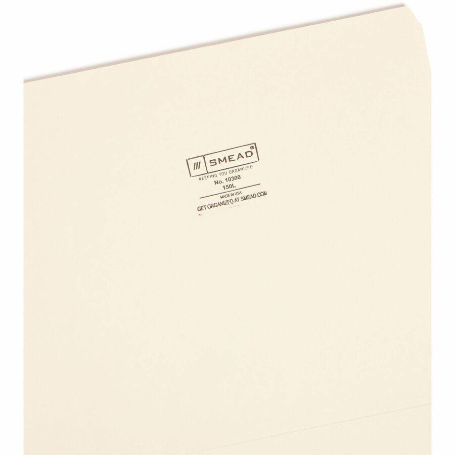Smead Straight Tab Cut Letter Recycled Top Tab File Folder - 8 1/2" x 11" - 3/4" Expansion - 11 pt. - 1 Plys - Manila - Rounded Corner - 10% Recycled - 100 / Box