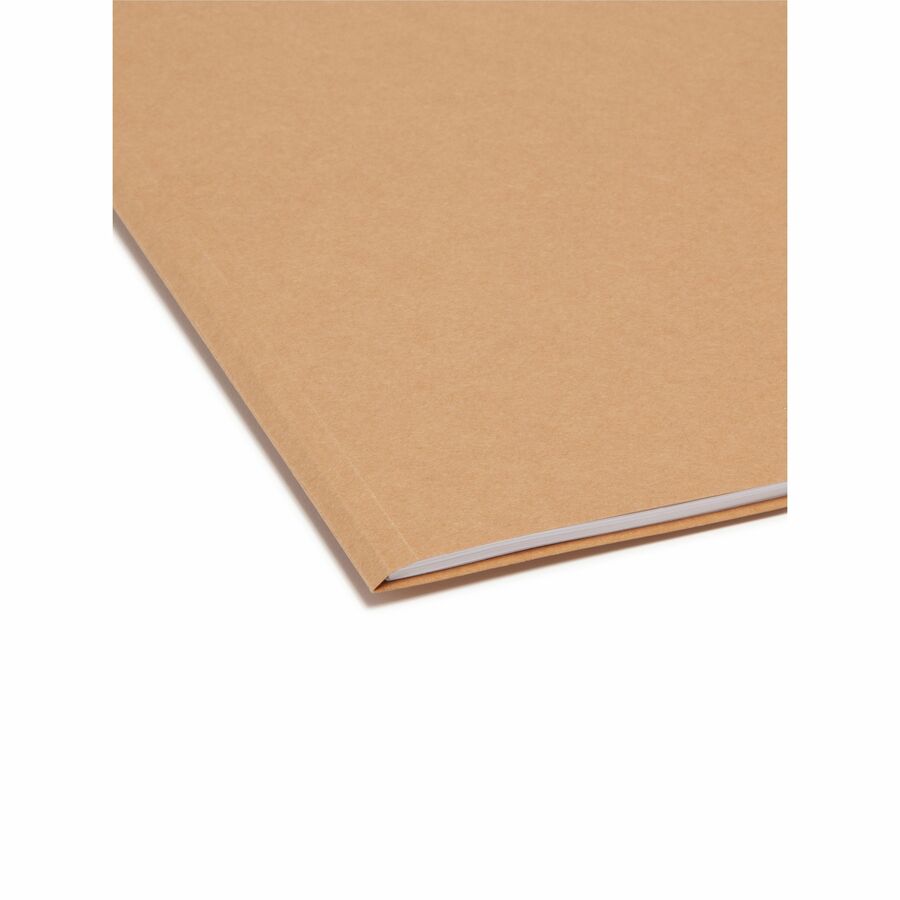 Smead Straight Tab Cut Letter Recycled Top Tab File Folder - 8 1/2" x 11" - 3/4" Expansion - 11 pt. - 2 Plys - Kraft - 10% Recycled - 100 / Box