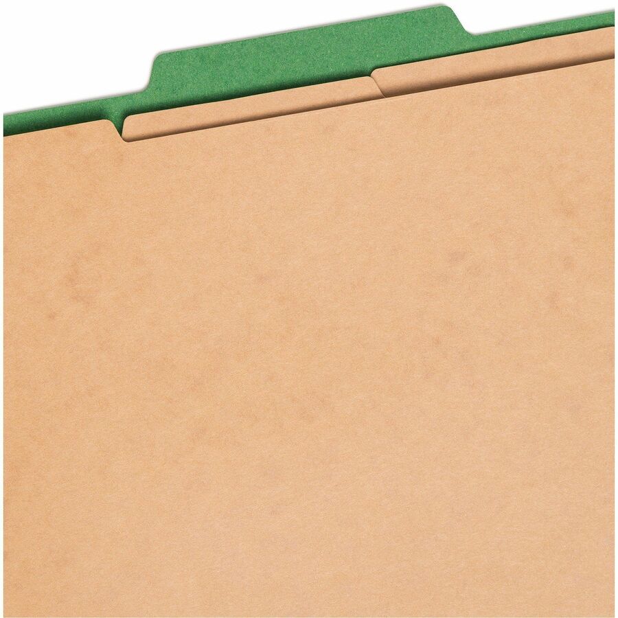 Smead SafeSHIELD 2/5 Tab Cut Letter Recycled Classification Folder - 8 1/2" x 11" - 3" Expansion - 2 x 2S Fastener(s) - 2" for Folder - Top Tab Location - Right of Center Tab Position - 3 Divider(s) - 25 pt. - Pressboard - Green - Heavy Duty, Tear Resi...