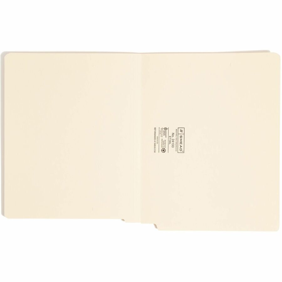 Smead Straight Tab Cut Letter Recycled End Tab File Folder - 8 1/2" x 11" - 3/4" Expansion - 11 pt. - 1 Plys - Manila - Durable - 10% Recycled - 100 / Box