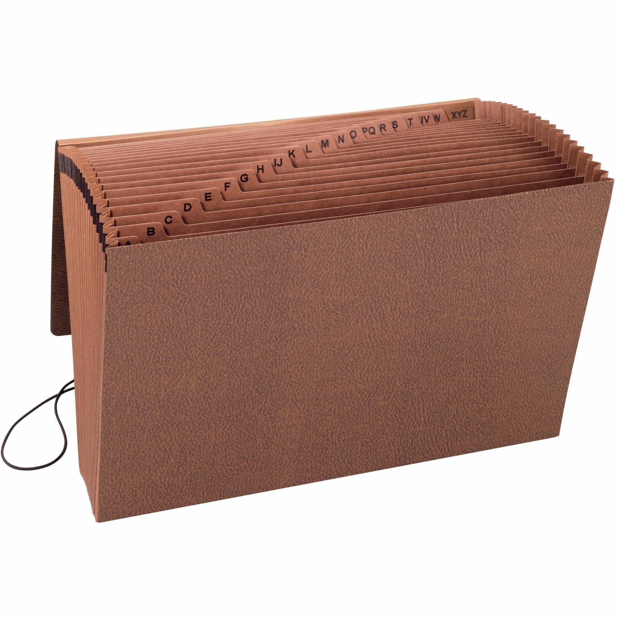 Smead Legal Recycled Expanding File - 8 1/2" x 14" - 7/8" Expansion - 21 Pocket(s) - Redrope - Elastic Closure, Reinforced Gusset - 30% Recycled - 1 Each
