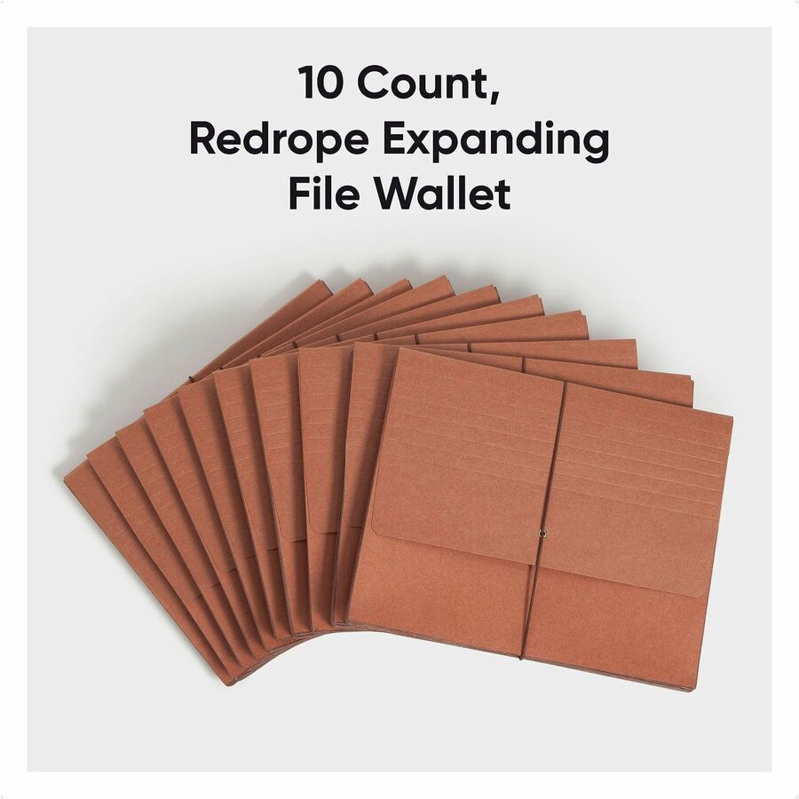 Smead Letter Recycled File Wallet - 8 1/2" x 11" - 3 1/2" Expansion - Redrope - Reinforced Gusset, Elastic Closure, Flap - 30% Recycled - 10 / Box