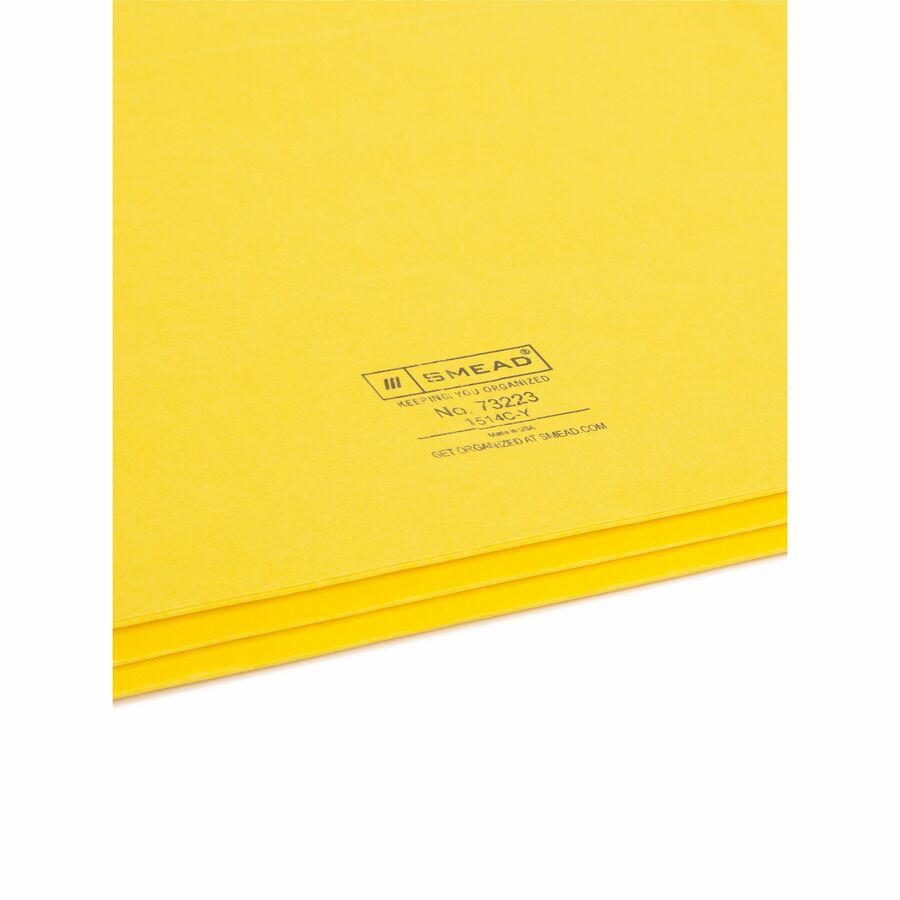Smead Straight Tab Cut Letter Recycled File Pocket - 8 1/2" x 11" - 1 3/4" Expansion - Top Tab Location - 9 pt. - Yellow - Tear Resistant - 10% Recycled - 1 Each