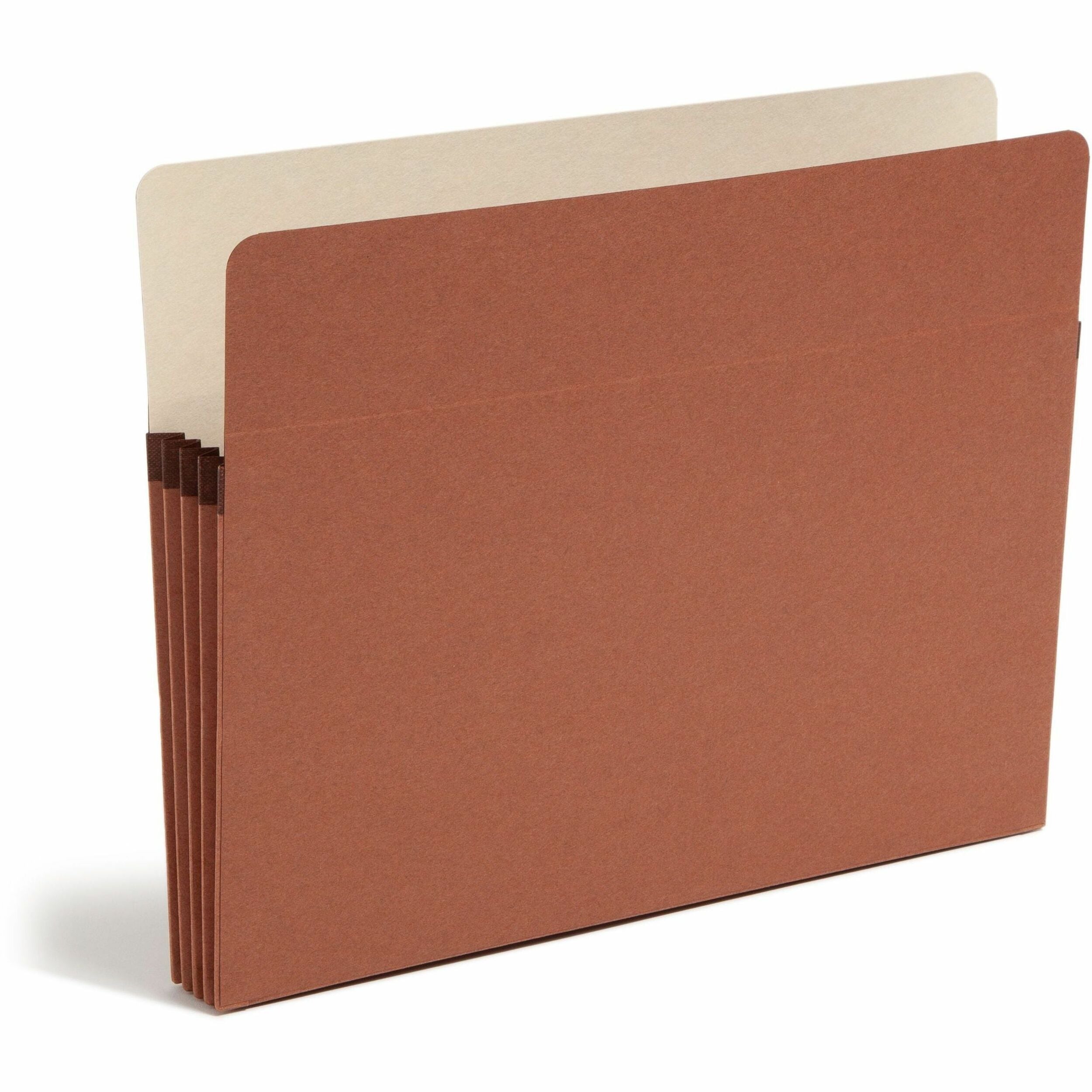 Smead Straight Tab Cut Letter Recycled File Pocket - 8 1/2" x 11" - 3 1/2" Expansion - Top Tab Location - 12.5 pt. - Redrope - Tear Proof, Tear Resistant, Rounded Corner, Reinforced Gusset - 30% Recycled - 25 / Box