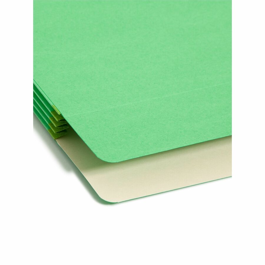 Smead Straight Tab Cut Letter Recycled File Pocket - 8 1/2" x 11" - 3 1/2" Expansion - Top Tab Location - 9 pt. - Card Stock - Green - Tear Resistant - 10% Recycled - 1 Each