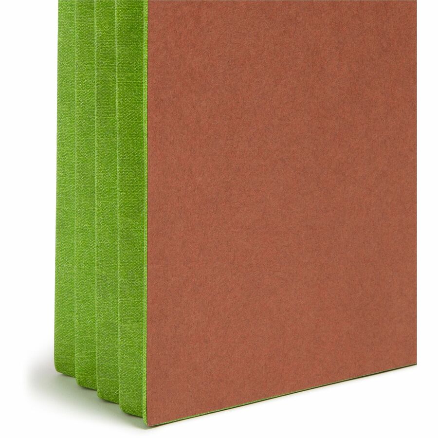 Smead TUFF Pocket Straight Tab Cut Letter Recycled File Pocket - 8 1/2" x 11" - 3 1/2" Expansion - 1 Pocket(s) - Top Tab Location - 2 Plys - Redrope - Green - Tear Resistant - 30% Recycled - 10 / Box