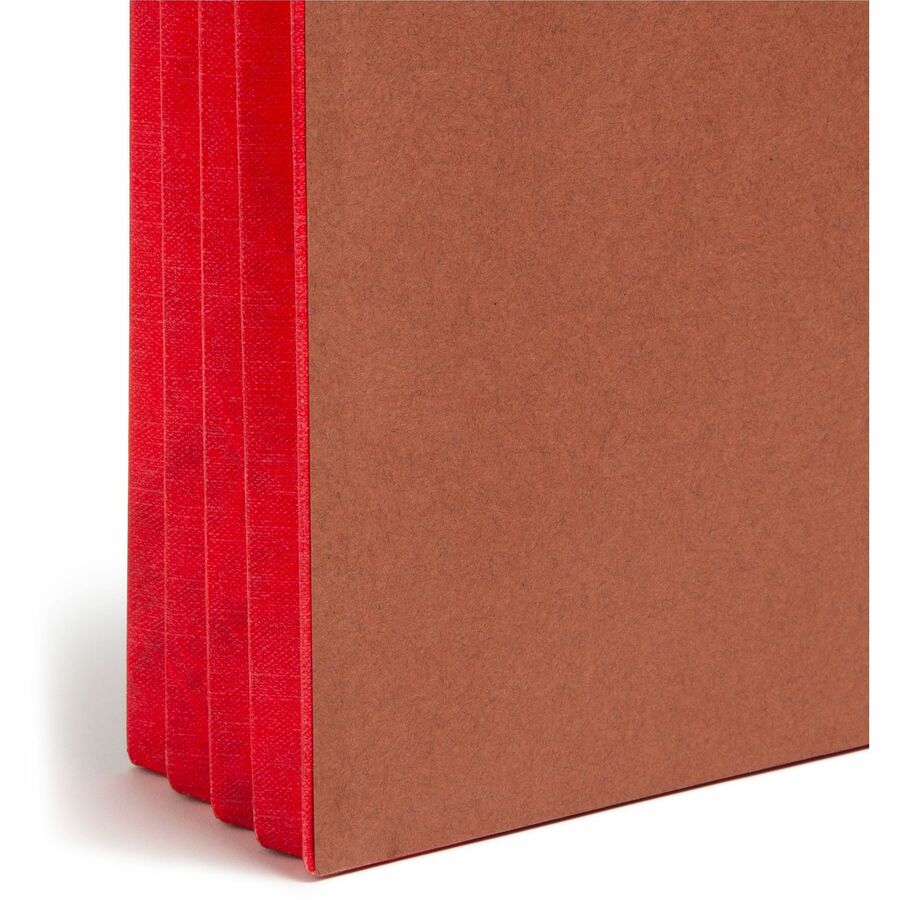 Smead TUFF Pocket Straight Tab Cut Letter Recycled File Pocket - 8 1/2" x 11" - 3 1/2" Expansion - 1 Pocket(s) - Top Tab Location - 12.5 pt. - 2 Plys - Redrope - Red - Tear Resistant - 30% Recycled - 10 / Box