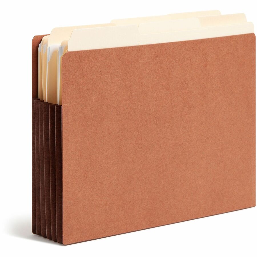 Smead Straight Tab Cut Letter Recycled File Pocket - 8 1/2" x 11" - 5 1/4" Expansion - 12.5 pt. - 2 Plys - Dark Brown - Embossed - 30% Recycled - 10 / Box