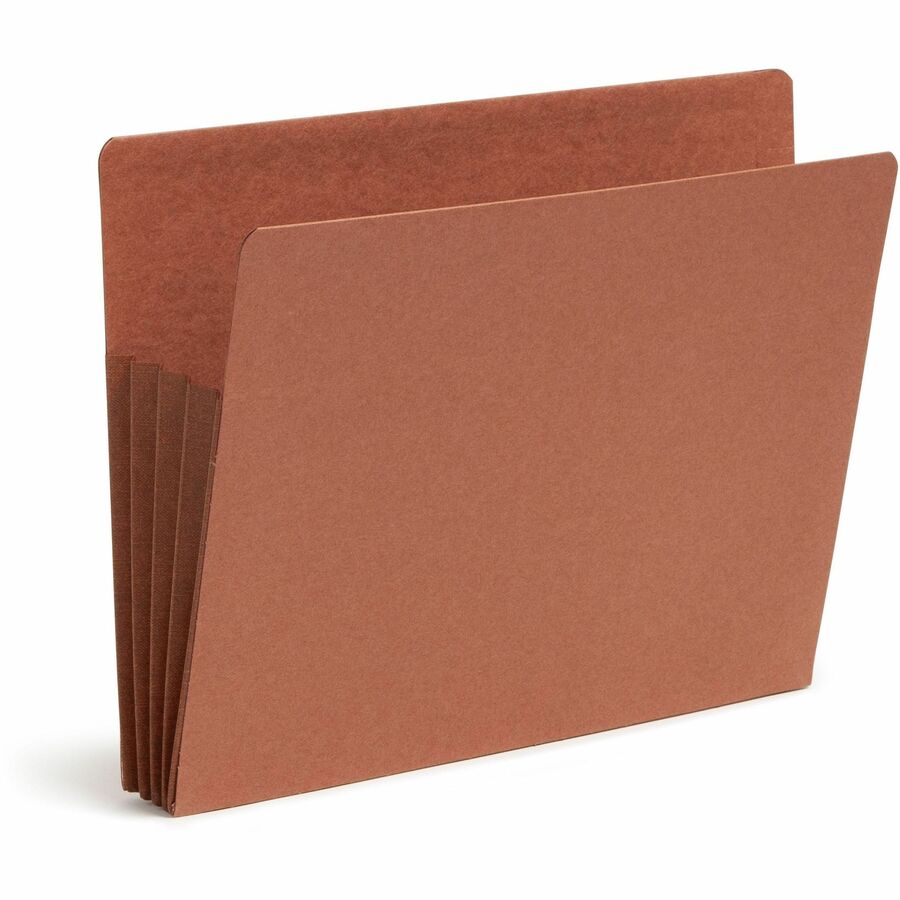 Smead TUFF Straight Tab Cut Letter Recycled File Pocket - 8 1/2" x 11" - 3 1/2" Expansion - 2 Plys - Redrope - Rip Resistant, Tear Resistant, Reinforced Tab, Heavyweight Cover - 30% Recycled - 10 / Box