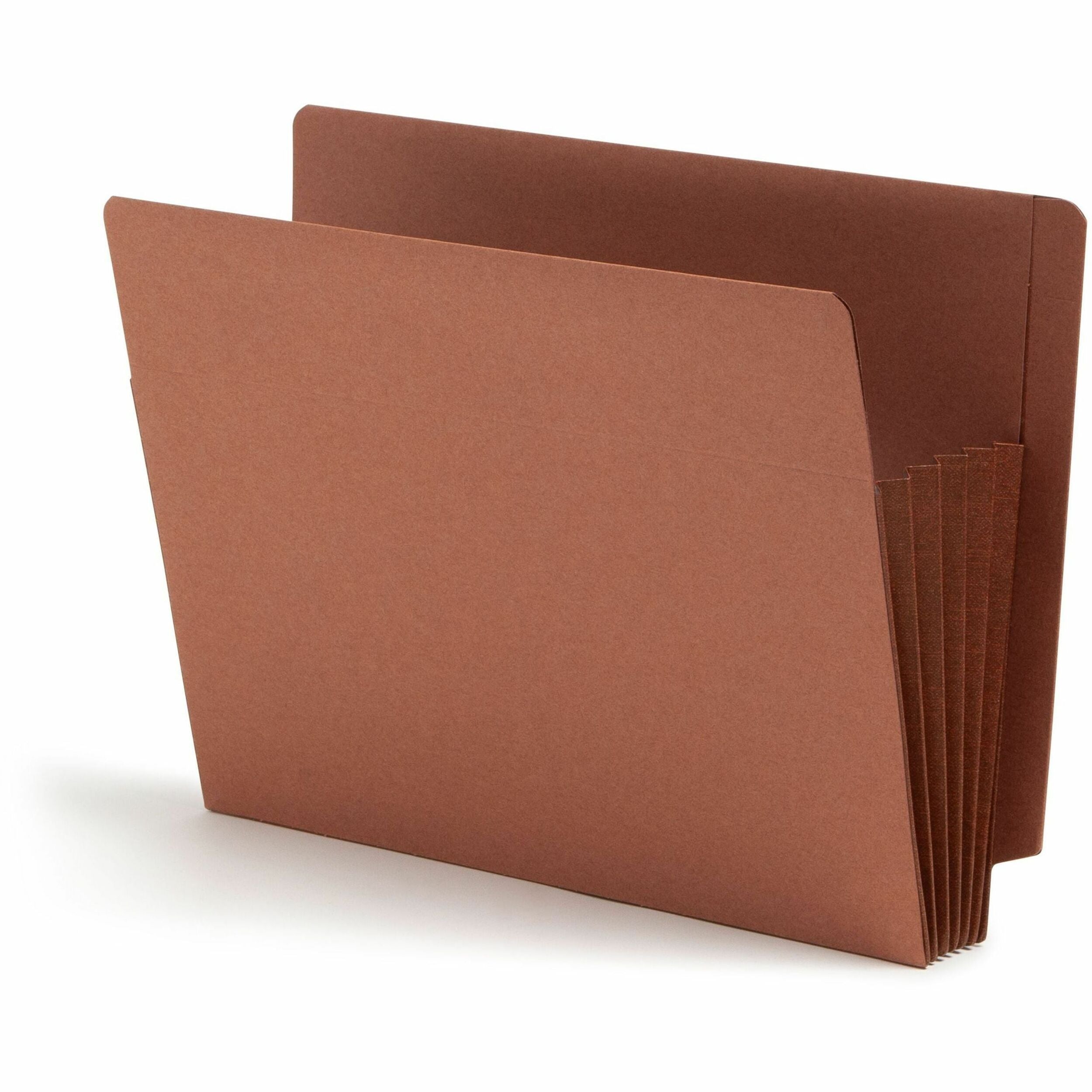 Smead TUFF Straight Tab Cut Letter Recycled File Pocket - 8 1/2" x 11" - 5 1/4" Expansion - 16.5 pt. - 2 Plys - Redrope - Rip Resistant, Tear Resistant, Reinforced Tab, Heavyweight Cover - 30% Recycled - 10 / Box