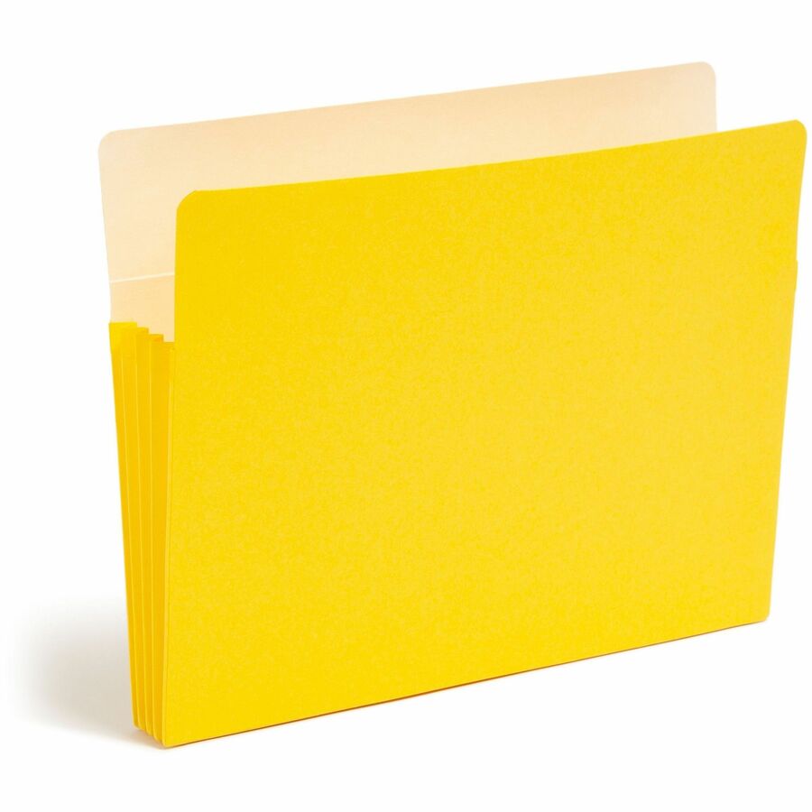 Smead Straight Tab Cut Letter Recycled File Pocket - 8 1/2" x 11" - 3 1/2" Expansion - Card Stock - Yellow, Green, Red, Blue, Redrope - Tear Resistant - 10% Recycled - 5 / Pack