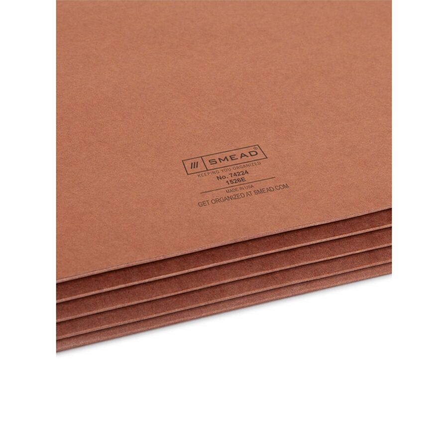 Smead Straight Tab Cut Legal Recycled File Pocket - 8 1/2" x 14" - 3 1/2" Expansion - Top Tab Location - 12.5 pt. - Redrope - Reinforced Gusset, Tear Resistant, Rounded Corner - 30% Recycled - 25 / Box