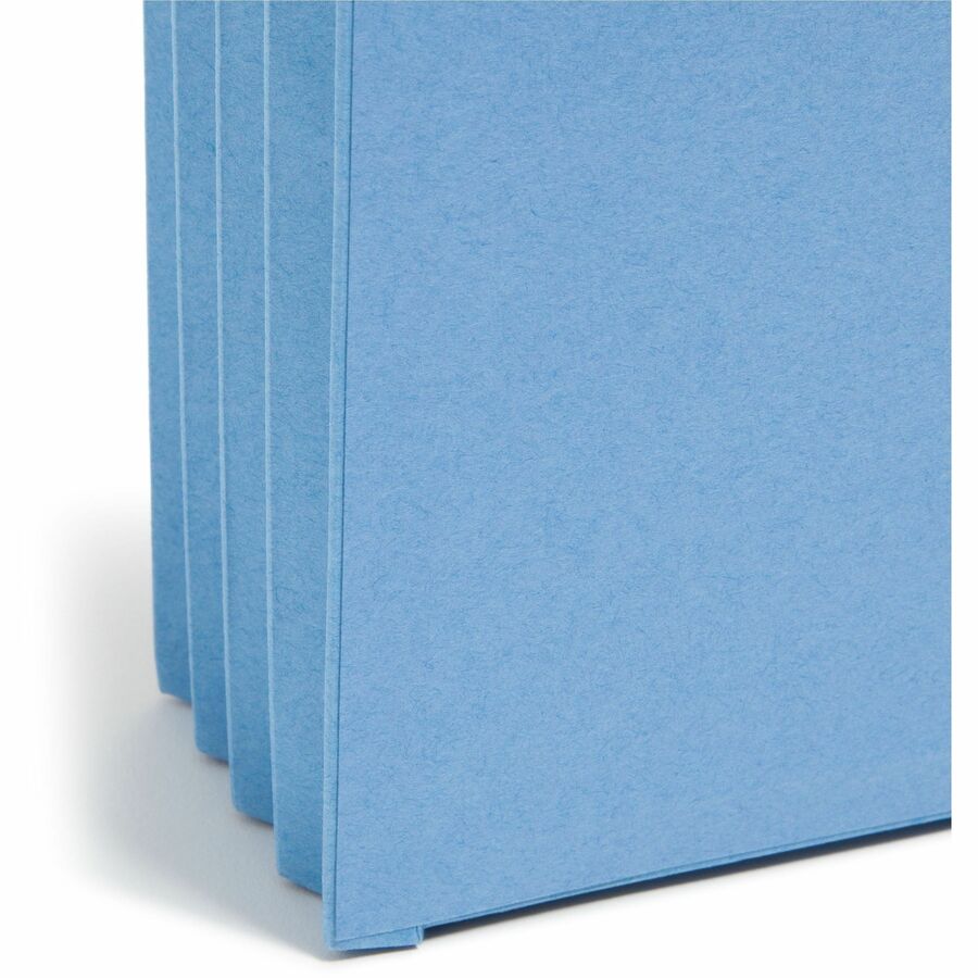 Smead Straight Tab Cut Legal Recycled File Pocket - 8 1/2" x 14" - 3 1/2" Expansion - Top Tab Location - Blue - Tear Resistant - 10% Recycled - 1 Each