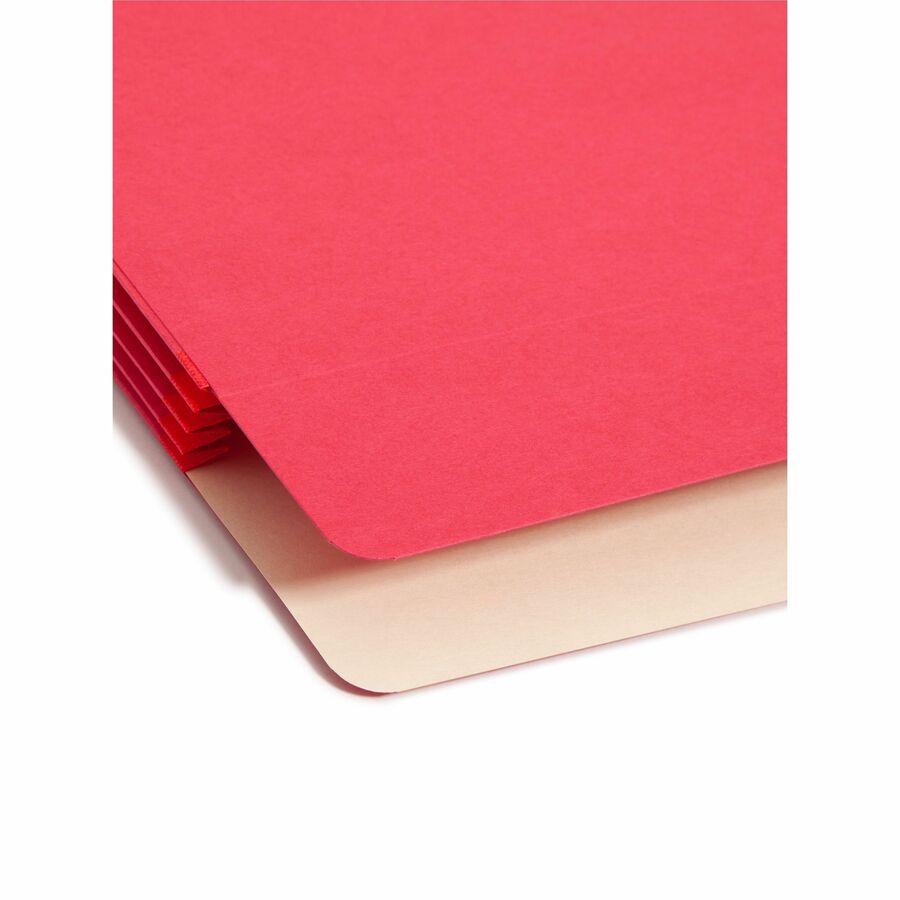Smead Straight Tab Cut Legal Recycled File Pocket - 8 1/2" x 14" - 3 1/2" Expansion - Top Tab Location - Red - Tear Resistant - 10% Recycled - 1 Each