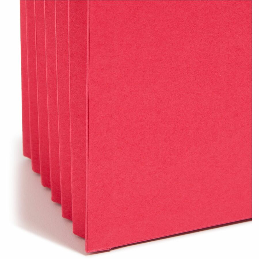 Smead Colored Straight Tab Cut Legal Recycled File Pocket - 8 1/2" x 14" - 5 1/4" Expansion - Top Tab Location - Red - Tear Resistant - 10% Recycled - 1 Each