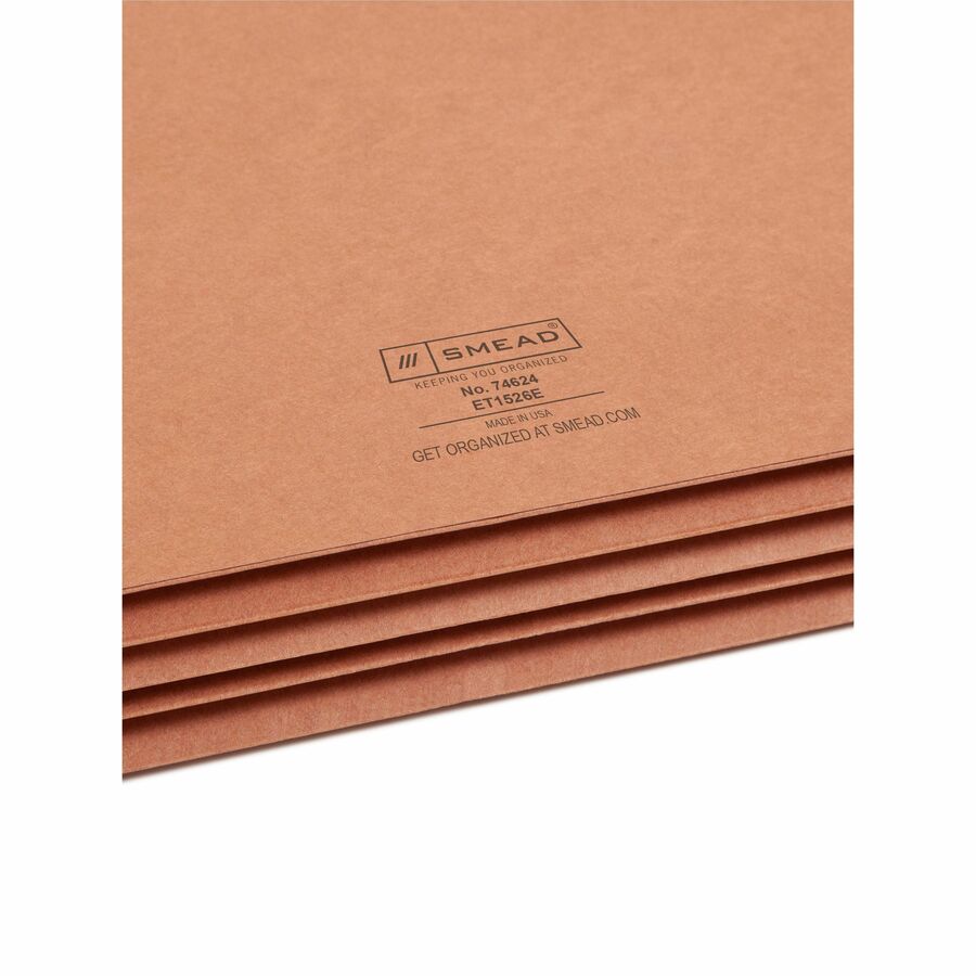 Smead Legal Recycled File Pocket - 8 1/2" x 14" - 3 1/2" Expansion - End Tab Location - Redrope - Reinforced - 30% Recycled - 10 / Box