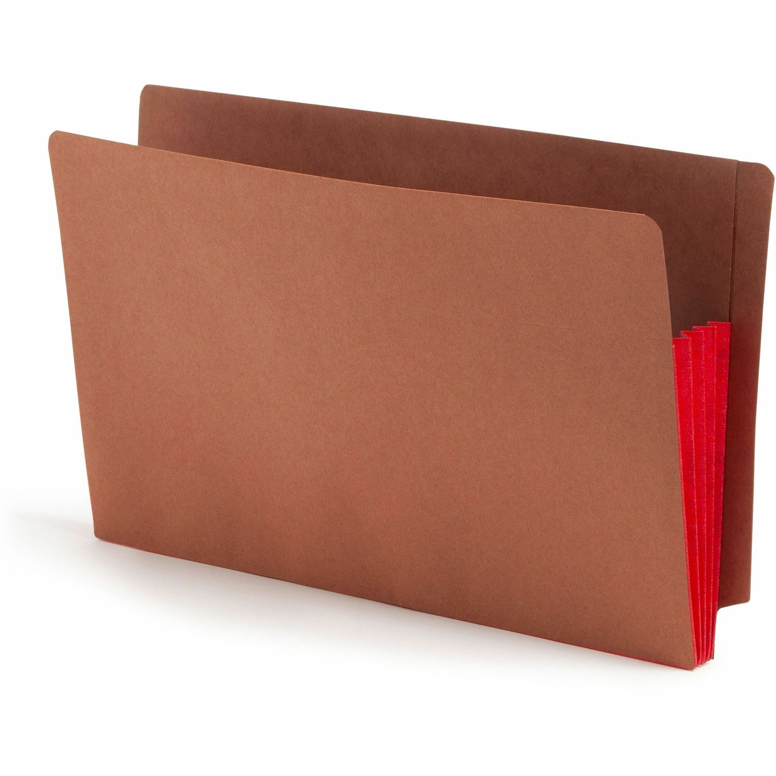 Smead TUFF Pocket Straight Tab Cut Legal Recycled File Pocket - 8 1/2" x 14" - 3 1/2" Expansion - 1 Pocket(s) - End Tab Location - Top Tab Position - 12.5 pt. - 2 Plys - Redrope - Red - Tear Resistant - 30% Recycled - 10 / Box