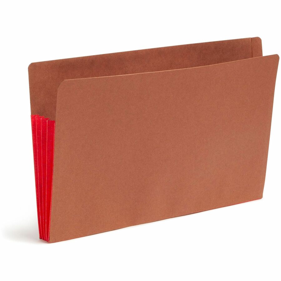 Smead TUFF Pocket Straight Tab Cut Legal Recycled File Pocket - 8 1/2" x 14" - 3 1/2" Expansion - 1 Pocket(s) - End Tab Location - Top Tab Position - 12.5 pt. - 2 Plys - Redrope - Red - Tear Resistant - 30% Recycled - 10 / Box