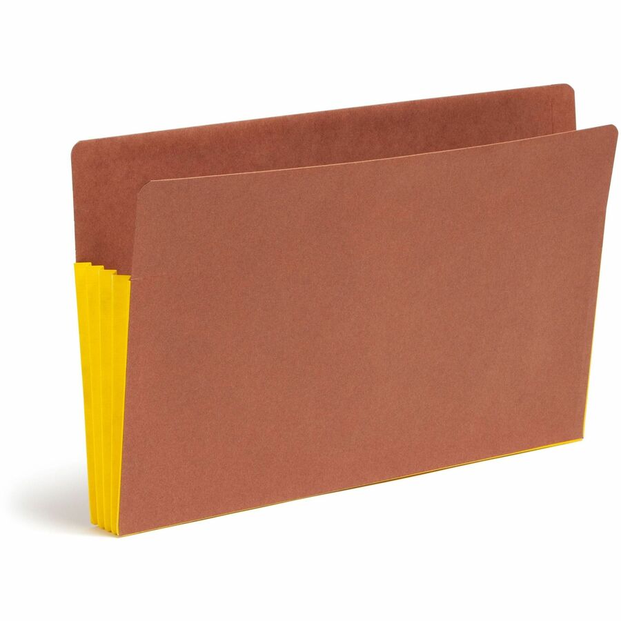 Smead TUFF Pocket Straight Tab Cut Legal Recycled File Pocket - 8 1/2" x 14" - 3 1/2" Expansion - 1 Pocket(s) - Top Tab Location - 12.5 pt. - 2 Plys - Redrope - Yellow - Tear Resistant - 30% Recycled - 1 / Pack
