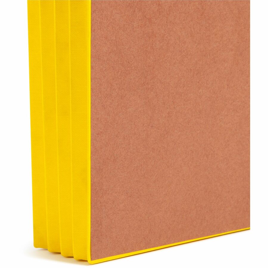 Smead TUFF Pocket Straight Tab Cut Legal Recycled File Pocket - 8 1/2" x 14" - 3 1/2" Expansion - 1 Pocket(s) - Top Tab Location - 12.5 pt. - 2 Plys - Redrope - Yellow - Tear Resistant - 30% Recycled - 1 / Pack