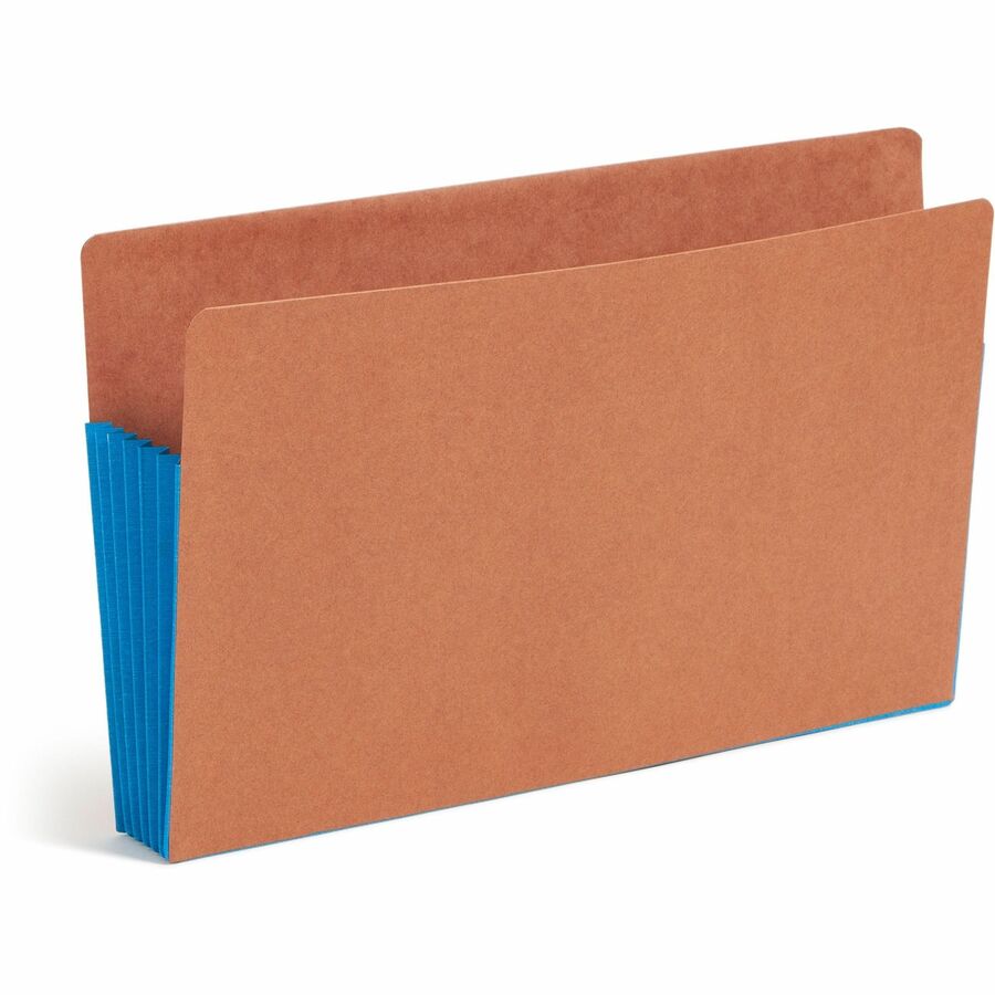 Smead Straight Tab Cut Legal Recycled File Pocket - 8 1/2" x 14" - 5 1/4" Expansion - 12.5 pt. - 2 Plys - Redrope - Blue - Embossed - 30% Recycled - 10 / Box