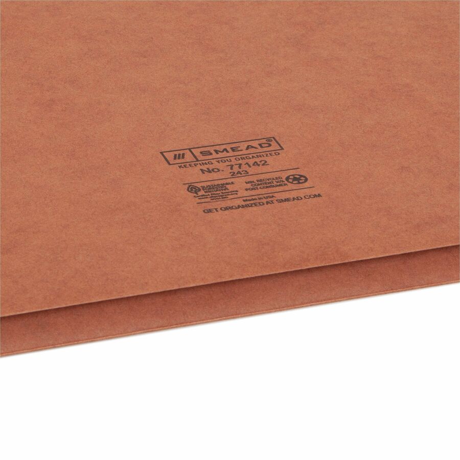 Smead Letter Recycled File Wallet - 8 1/2" x 11" - 600 Sheets Capacity - 2" Expansion - 12.5 pt. - Redrope - Redrope - Heavy Duty, Flap - 30% Recycled - 1 Each