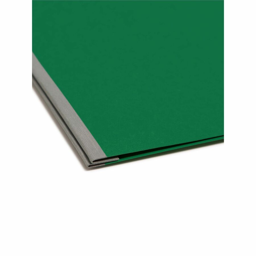 Smead Premium Pressboard Letter Recycled Fastener Folder - 8 1/2" x 11" - 600 Sheets Capacity - 3" Expansion - 1 Fastener(s) - 3" for Folder - 25 pt. - Pressboard - Green - Reinforced Hinge, Heavy Duty, Moisture Resistant, Stain Resistant, Rounded Corn...