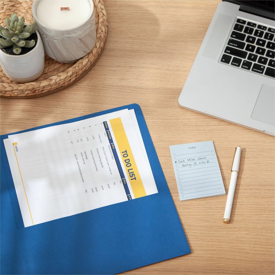 Smead Letter Recycled Pocket Folder - 8 1/2" x 11" - 100 Sheets Capacity - Folder - 2 Pocket(s) - 11 pt. - Leatherette - Dark Blue - 10% Recycled - 25 / Box