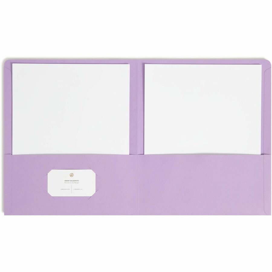 Smead Letter Recycled Pocket Folder - 1/2" Folder Capacity - 8 1/2" x 11" - 2 Pocket(s) - 11 pt. - Leatherette - Lavender - 10% Recycled - 25 / Box