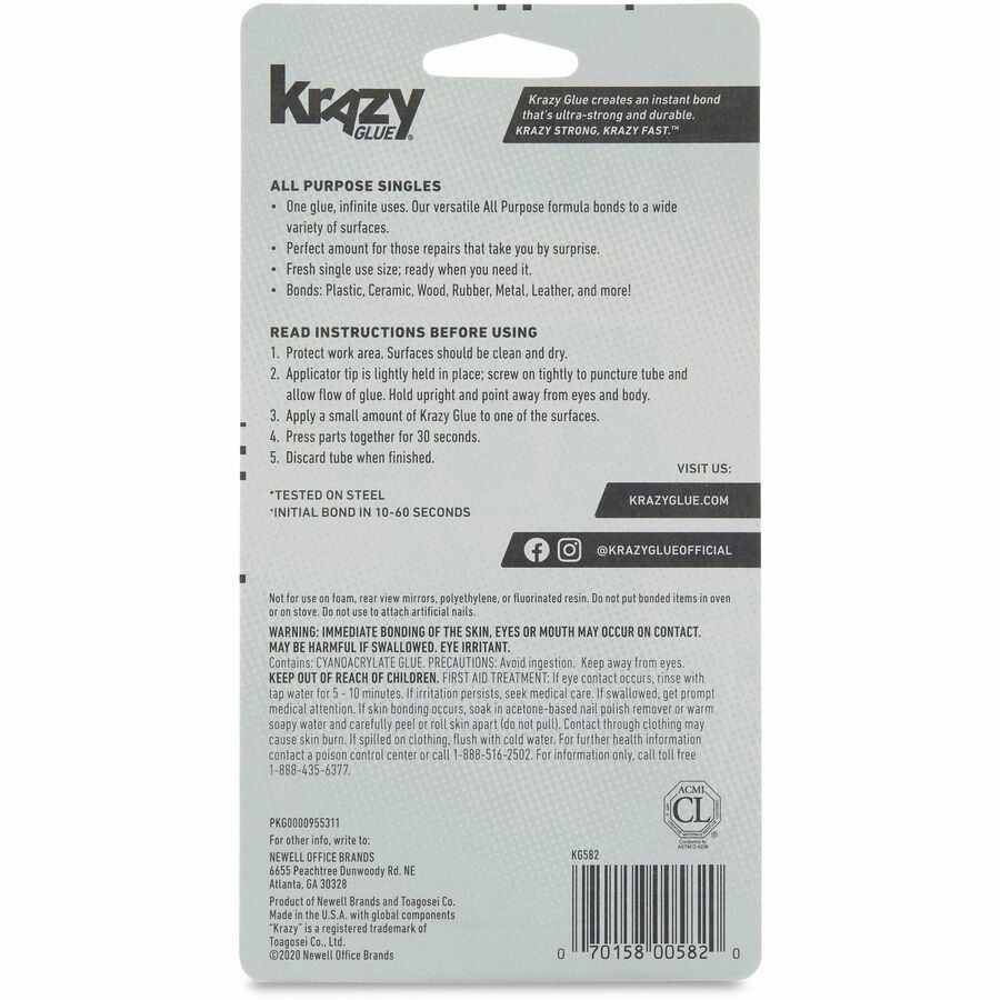 Krazy Glue Single-Use Tubes - White - 1 Pack