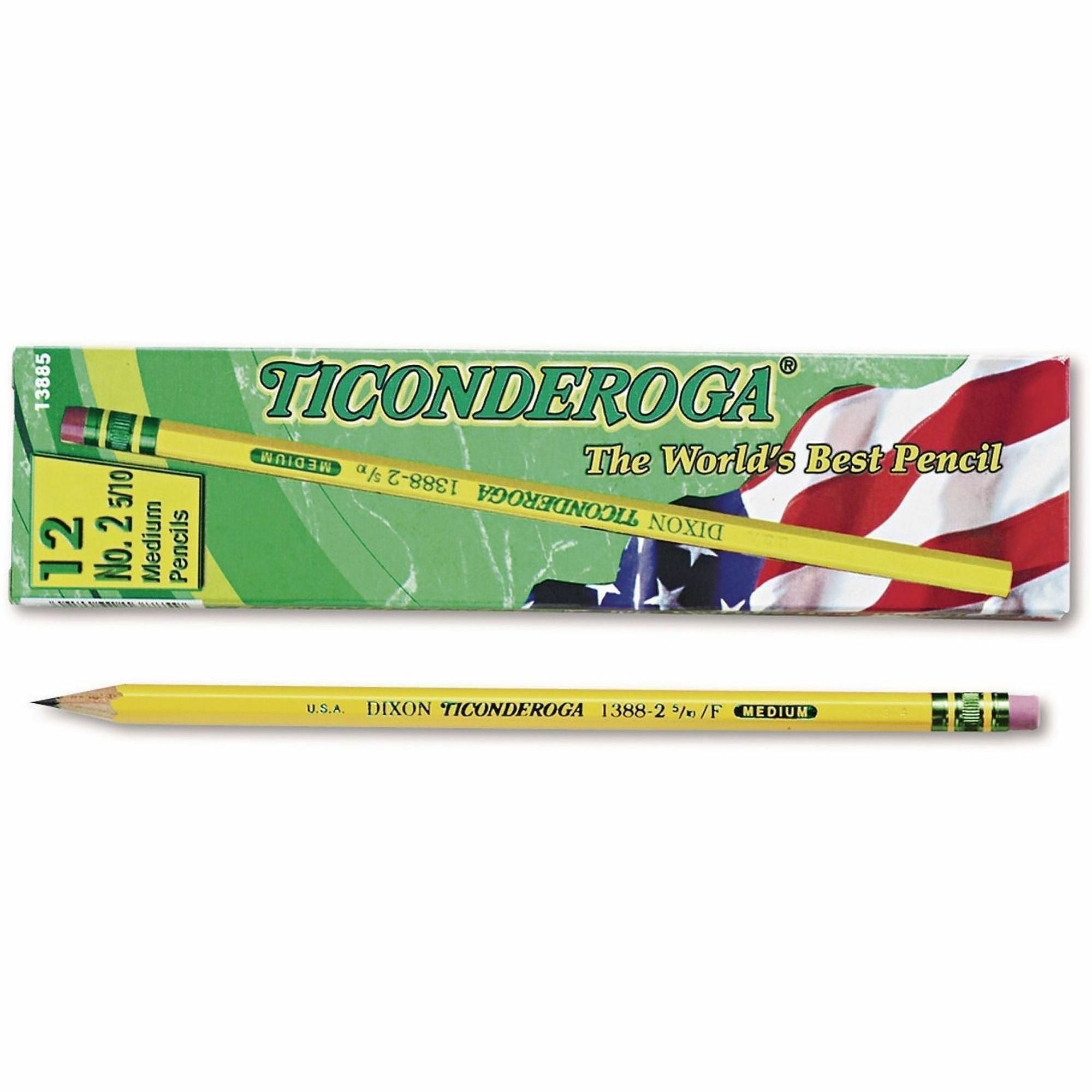 Ticonderoga No. 2.5 Pencils - Black Lead - # 2.5 - Yellow Cedar Barrel - 1 Dozen