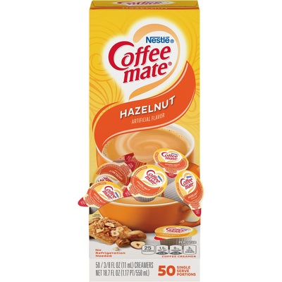 Coffee mate Hazelnut Nondairy Liquid Creamer Singles - Artificial Hazelnut Flavor - 0.38 fl oz (11 mL) - 50 Serving - 50 / Box